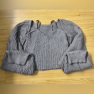 SHEIN Gray Ribbed Knit Crop Top